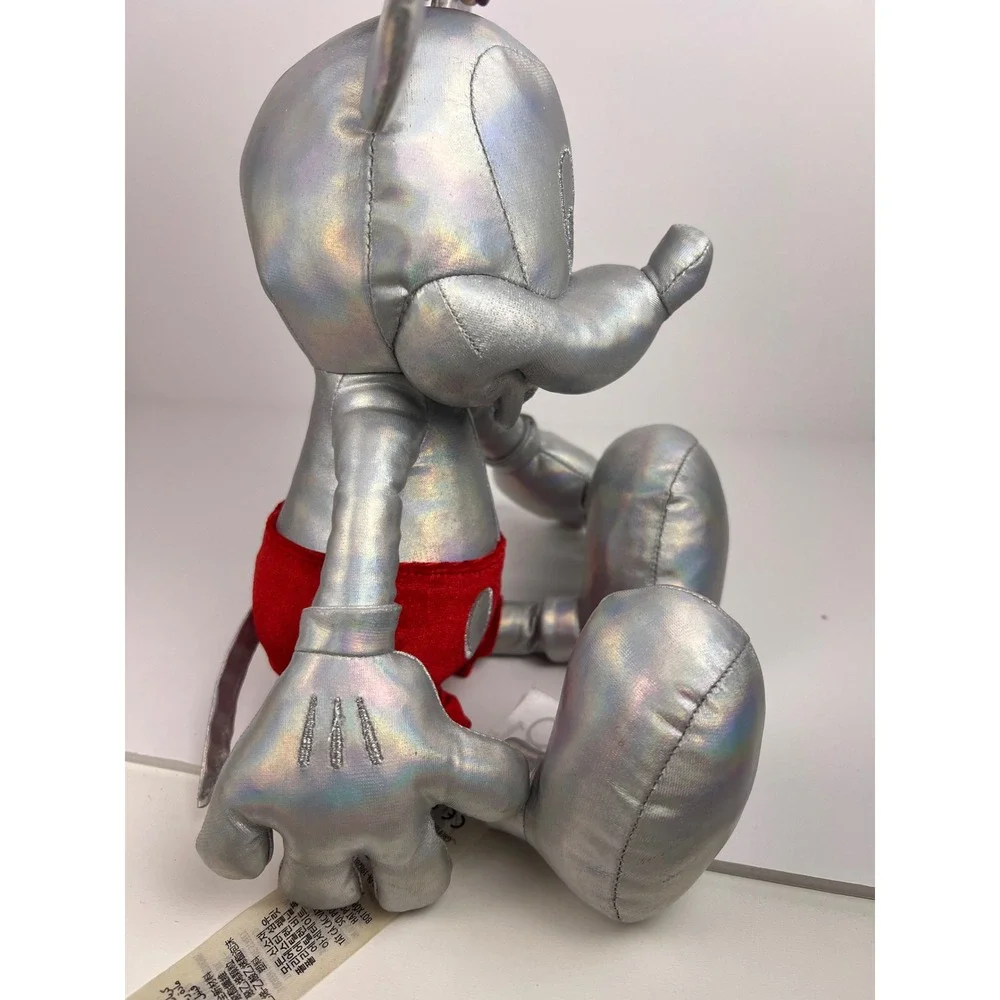 Disney 100th Anniversary Mickey Mouse‎ Plush Toy Silver Red Shorts Holographic